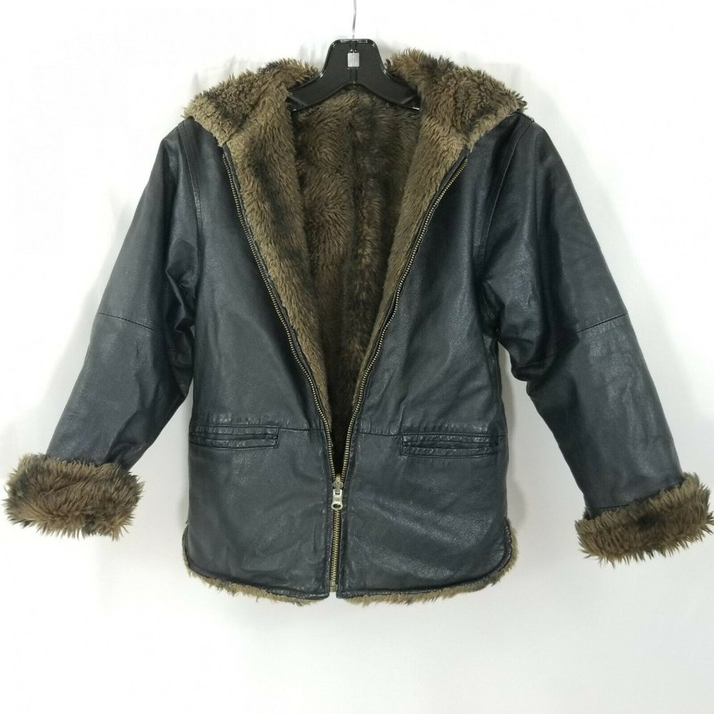 Marco Morani Reversible Leather Bomber Jacket Zip